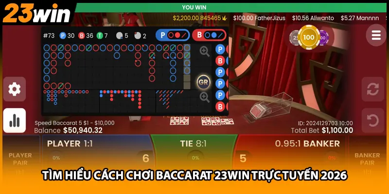 Tìm hiểu cách chơi baccarat 23WIN trực tuyến 2026